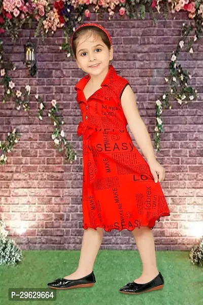 Stylish Red Cotton Blend Dresses For Girls-thumb5