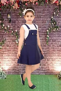 Stylish Navy Blue Cotton Blend Dresses For Girls-thumb2