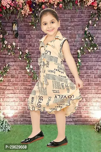 Stylish Beige Cotton Blend Dresses For Girls-thumb3