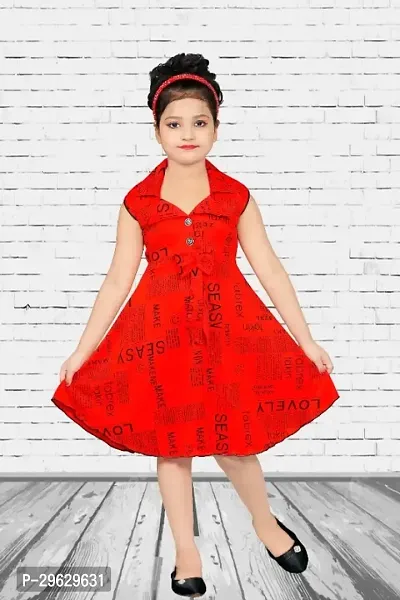 Stylish Red Crepe Dresses For Girls-thumb0