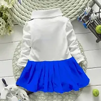 Stylish Blue Polyester Solid A-Line Dress For Girl-thumb1