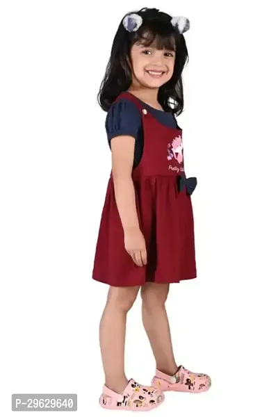 Stylish Maroon Cotton Blend Dresses For Girls-thumb2