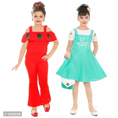 SUPERBAZAR Girlrsquo;s Dress | Kids PartyWare | Fancy | Party Ware | Multi Colored | Pack of Two |