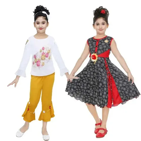 Stylish Blend Dresses For Girls Pack Of 2