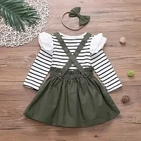 Stylish Olive Cotton Blend Dresses For Girls-thumb1