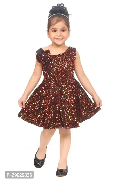 Stylish Brown Cotton Blend Dresses For Girls