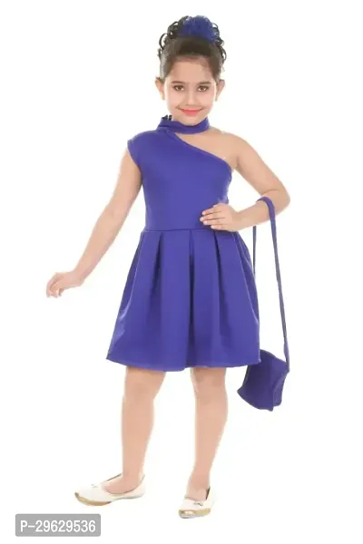 Stylish Blue Cotton Blend Dresses For Girls-thumb0