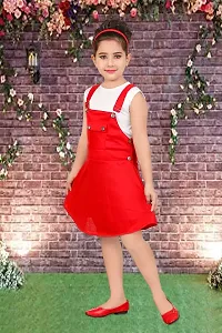 Stylish Red Cotton Blend Dresses For Girls-thumb2