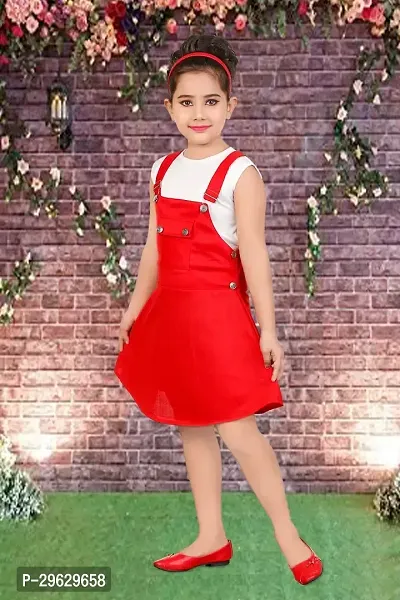 Stylish Red Cotton Blend Dresses For Girls-thumb3