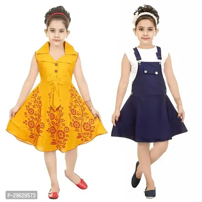 Stylish Multicoloured Rayon Dresses For Girls Pack Of 2-thumb0