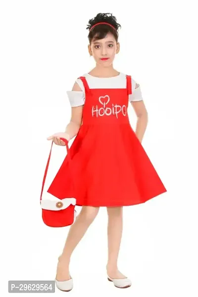 Stylish Red Cotton Blend Dresses For Girls-thumb0