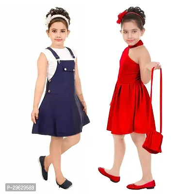 Stylish Multicoloured Cotton Blend Dresses For Girls Pack Of 2-thumb2