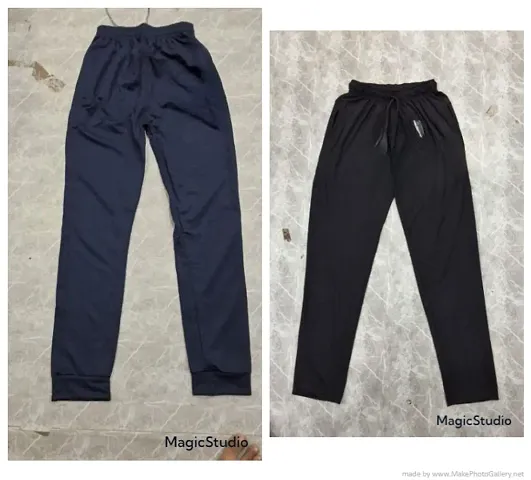 Elegant Polyester Solid Track Pants For Men- 2 Pieces