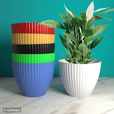 Premium Decorative Flowerpot for Indoor Plants - Modern Plant Pot Design 7 inch (5 Set of Multicolor Flowerpot)-thumb0