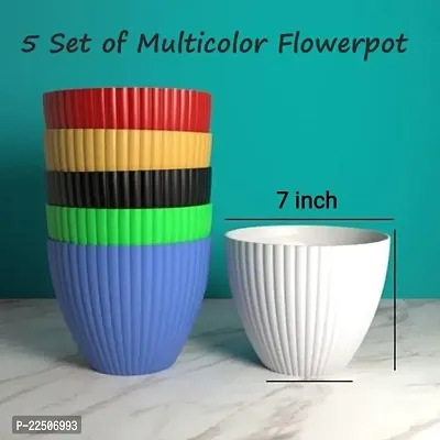 Premium Decorative Flowerpot for Indoor Plants - Modern Plant Pot Design 7 inch (5 Set of Multicolor Flowerpot)-thumb5