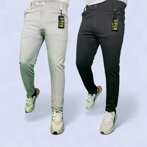 Men Solid Track Pants Pack of 2