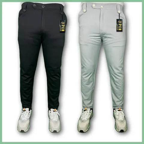 Stylish Polyester Solid Track Pant for Men Pack of 2