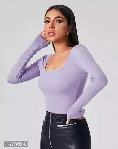 Elegant Purple Lycra Solid Top For Women-thumb0