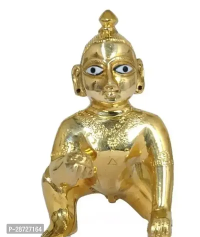 Little Krishna Ji Golden Brass Idol For Pooja-thumb0