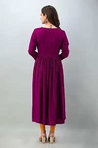 Stylish Purple Viscose Rayon A-Line Embroidered Stitched Kurti For Women-thumb1