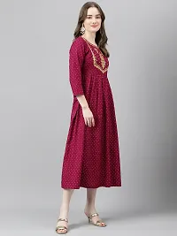 Stylish Maroon Viscose Rayon A-Line Embroidered Stitched Kurti For Women-thumb2