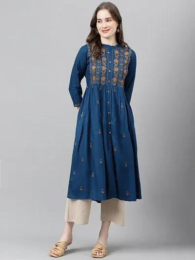 Elegant Anarkali Viscose Rayon Embroidered Kurta