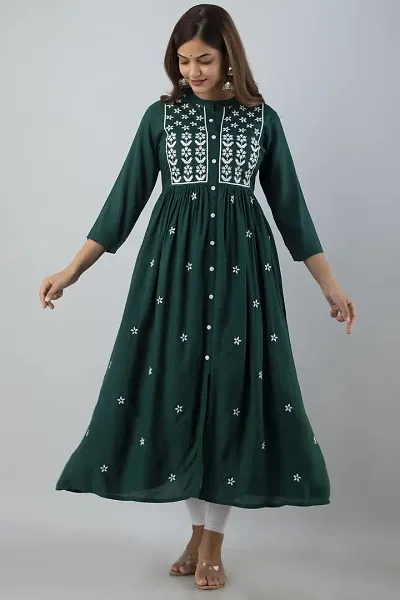 Elegant Anarkali Viscose Rayon Embroidered Kurta