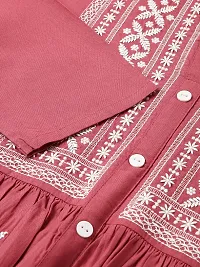 Stylish Pink Viscose Rayon A-Line Embroidered Stitched Kurti For Women-thumb4