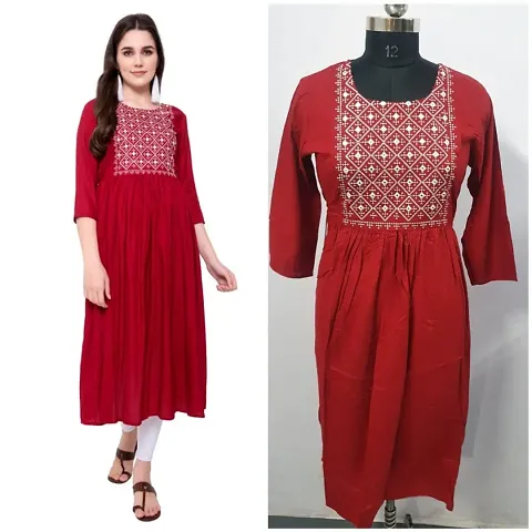 Rayon Embroidered Anarkali Kurta