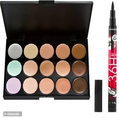 15 Color Cream Concealer Palette Concealer 03 Concealer  (shade 03, 18 g) with 36H eyeliner-thumb0