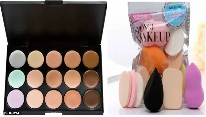 15 Color Cream Concealer Palette Concealer 03 Concealer  (shade 03, 18 g) with Family Blender