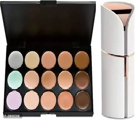 15 Color Cream Concealer Palette Concealer 03 Concealer  (shade 03, 18 g) with Flawless trimmer