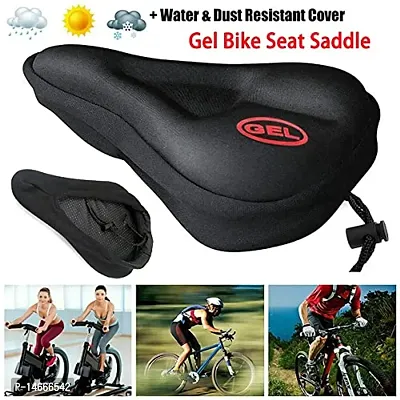 Canvas Silicone Gel Special Designing Heavy Bicycle Saddle Seat and Cushion Pad Gel Cover (Black)-thumb4