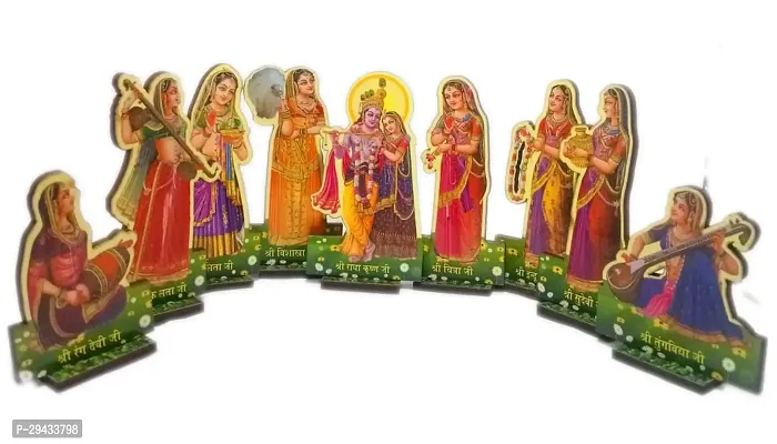 Wooden Ashta Sakhi Idol Statue Showpiece Items for Home Decor-thumb0