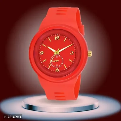 Stylish Red Dial Analog Resin Strap Watch For Boys And Mens-thumb0