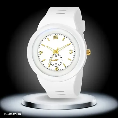 Stylish White Dial Analog Resin Strap Watch For Boys And Mens