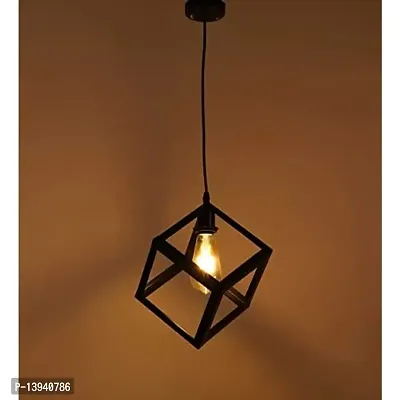 kinis Decorative Hanging Lamp/Pendant Lamp/Ceiling Light to D?cor Home/Living Room/Bedroom/Office/Dining/Cafe/Restaurants, Cubic Shape, Black-thumb3