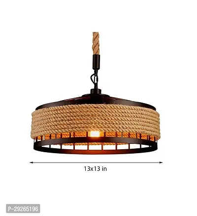 kinis Vintage Hemp Rope Circular Decorative Hanging Lamp/Pendant Lamp/Ceiling Light to Deacute;cor Home/Living Room/Bedroom/Office/Dining/Cafe/Restaurants, Beige-thumb3
