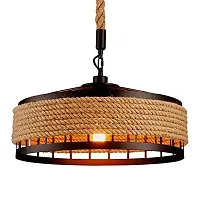 kinis Vintage Hemp Rope Circular Decorative Hanging Lamp/Pendant Lamp/Ceiling Light to Deacute;cor Home/Living Room/Bedroom/Office/Dining/Cafe/Restaurants, Beige-thumb3