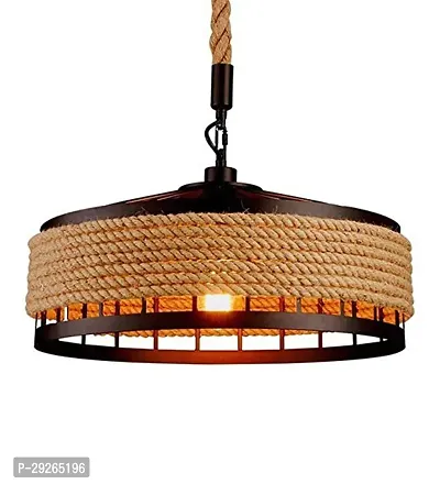 kinis Vintage Hemp Rope Circular Decorative Hanging Lamp/Pendant Lamp/Ceiling Light to Deacute;cor Home/Living Room/Bedroom/Office/Dining/Cafe/Restaurants, Beige-thumb4