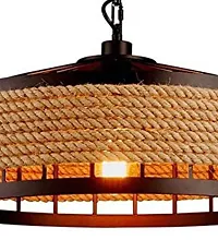 kinis Vintage Hemp Rope Circular Decorative Hanging Lamp/Pendant Lamp/Ceiling Light to Deacute;cor Home/Living Room/Bedroom/Office/Dining/Cafe/Restaurants, Beige-thumb4