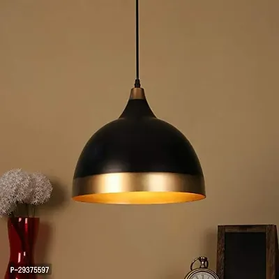 kinis KIN-722 Dome Hanging Light Black with Gold Shade Modern Ceiling Pendant Lamp Adjustable Cord Ceiling Light for Bedroom Living Dining Room(Bulb not Included) (Pack of 1)-thumb0
