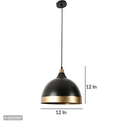 kinis KIN-722 Dome Hanging Light Black with Gold Shade Modern Ceiling Pendant Lamp Adjustable Cord Ceiling Light for Bedroom Living Dining Room(Bulb not Included) (Pack of 1)-thumb3