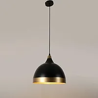 kinis KIN-722 Dome Hanging Light Black with Gold Shade Modern Ceiling Pendant Lamp Adjustable Cord Ceiling Light for Bedroom Living Dining Room(Bulb not Included) (Pack of 1)-thumb4