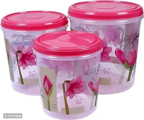 Garden Printed Container Set - Blue (3 PCS) - 5 L, 7.5 L, 10 L Plastic Utility Container (Pack of 3, Pink)-thumb0