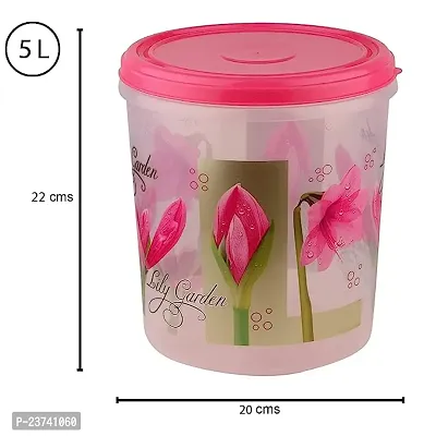 Garden Printed Container Set - Blue (3 PCS) - 5 L, 7.5 L, 10 L Plastic Utility Container (Pack of 3, Pink)-thumb2