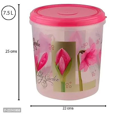 Garden Printed Container Set - Blue (3 PCS) - 5 L, 7.5 L, 10 L Plastic Utility Container (Pack of 3, Pink)-thumb3