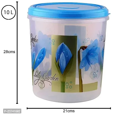 Garden Printed Airtight Plastic Kitchen Storage Container Set for Rice | Dal | Atta | Flour | Cereals | Pulses | Snacks - 5L, 7.5L, 10L (Set Of 3Pcs - Blue)-thumb4