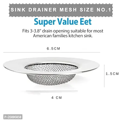 Kitchen wash basin Mesh Sink Strainer Good Metal Mesh Strainer for Bathroom/Kitchen Basin (Inner Ring Size- 4 CM, Material-Stainless Steel)-thumb3