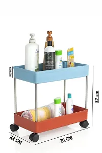 Plastic Kitchen baskets Storage Trolley Rack with Caster Wheels, Rolling Utility Cart Slide Out Storage Shelves Space Saving Home Storage Organizer Racks for kitchen-thumb1